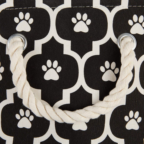 Bone Dry Small Rectangle Pet Storage Collection, Lattice Paw Print, Black