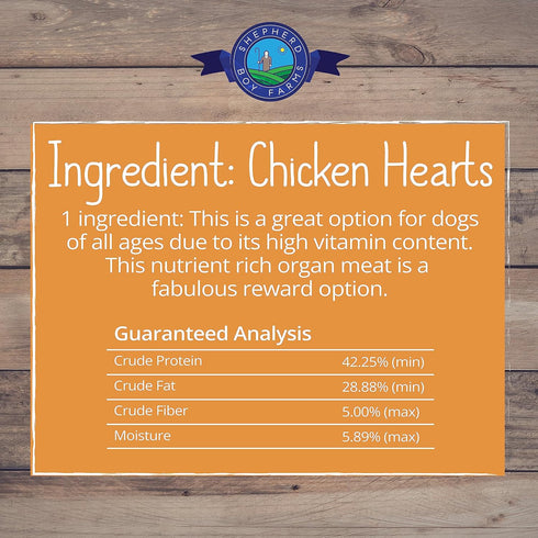 Freeze Dried Dog and Cat Treats, Chicken Heart, All Natural, High Protein, 8oz, Made in USA