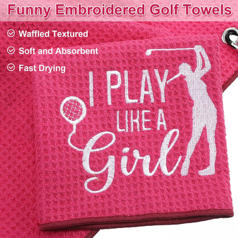 Moukeren 6 Pcs Funny Golf Towel Set, 16 x 24 Microfiber Embroidered Golf Ball Towel with Clip Accessories