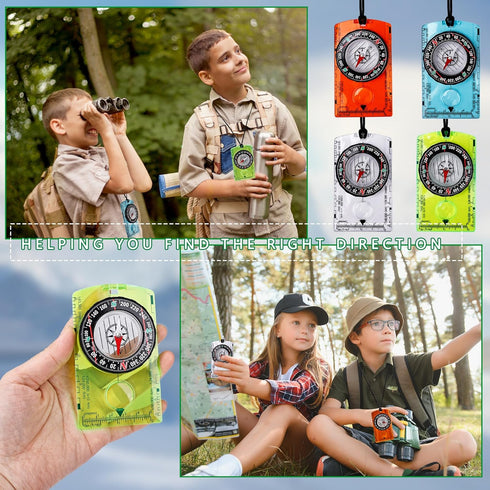 Swakuta 16 Backpacking Pcs Orienteering Compass Acrylic Hiking Compass with Rope for Navigation Map Reading Survival