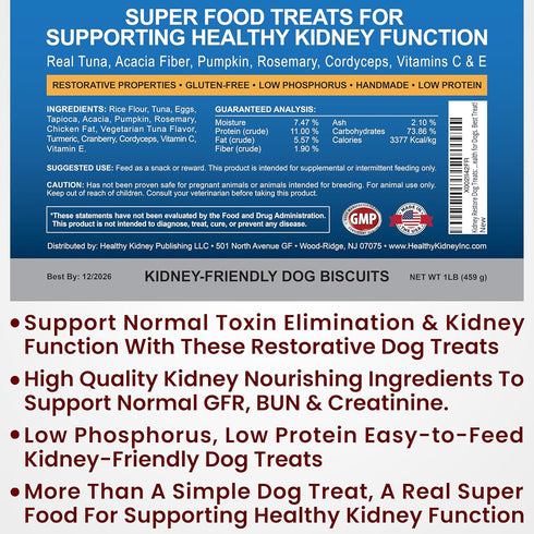 Kidney Restore Tuna Dog Treats - Special Low Protein Snacks for Canine Kidney Health, Renal Dog Treats