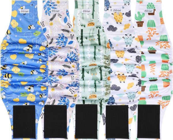 5 Pack Dog Diapers Male Reusable, Belly Bands for Male Dogs, High