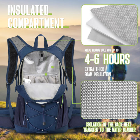 N NEVO RHINO Hydration Backpack, Insulated Hiking Pack with 3L Water Bladder