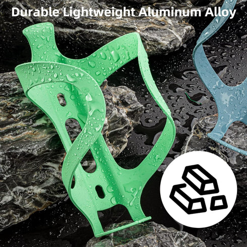 ROCKBROS Lightweight Alloy Aluminum Bike Water Bottle Cage Holder, Secure Hold Brackets in Green