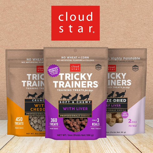 Cloud Star Tricky Trainers Chewy Grain Free Training Treats for Dogs, Peanut Butter, Made in the USA (12 oz.)
