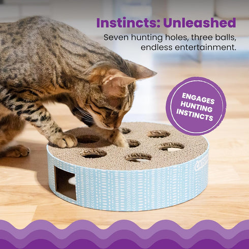 Interactive Cat Puzzle Toy with Scratchable Corrugate - Engages Your Cat's Hunting Instincts