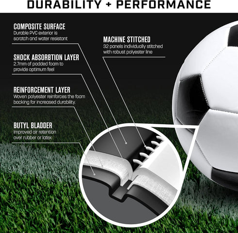 6 Pack 3, 4, 5 GoSports Classic Black and White Soccer Balls - Single or - Sizes with Ball Pump