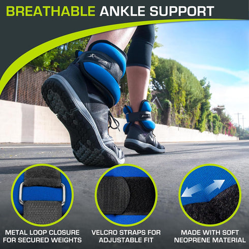 ProsourceFit Adjustable Ankle Wrist Weights Set of 2, 1 lb for Men and Women, Comfort Fit, Green