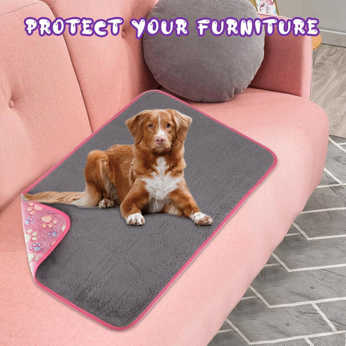 YUEPET Waterproof Dog Blankets, 2 Pack Washable Fleece Flannel Puppy Blanket, Soft Plush Reversible Throw for Small