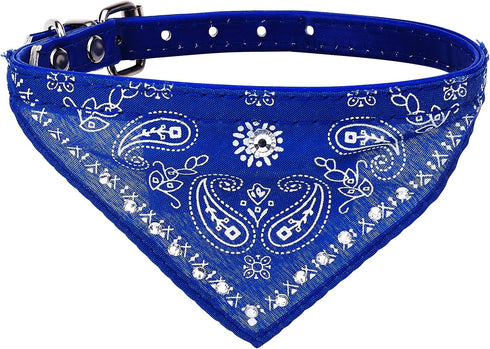 Crystal Studded Blue Bandana Pet Accessory - Hypoallergenic Polyester for Male and Female Dogs - Small Size Fits Chihuahua, Yorkie, Mini Breeds - Cute Accessories for Pets - by Posh Petz