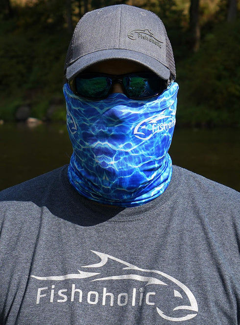 Fishoholic Fishing Face Mask Neck Gaiter, UPF50+ Sun Protection, Available in 3 Colors