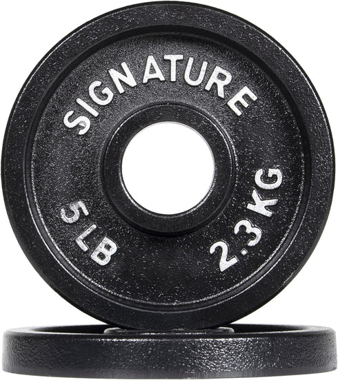 Signature Fitness Deep Dish 2-Inch Olympic Cast Iron Weight Plates - E-Coating for Durability