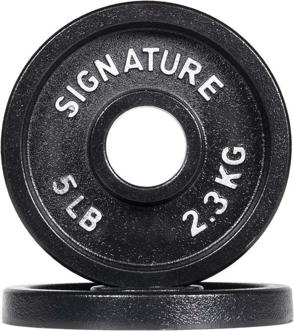 Signature Fitness Deep Dish 2-Inch Olympic Cast Iron Weight Plates - E-Coating for Durability