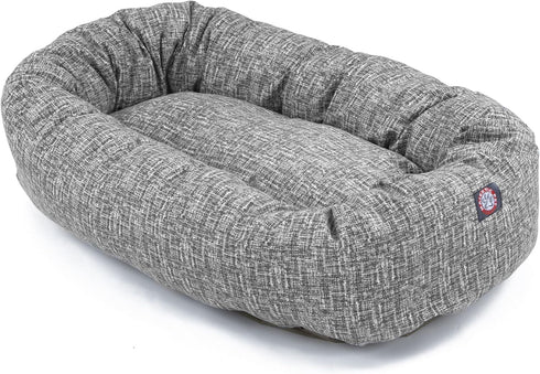 Majestic Pet 24 Inch Round Bagel Calming Dog Bed - Fluffy Donut Dog Bed with Spine Support, Washable, Lt. Black