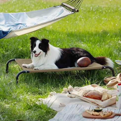 Bedsure Large Elevated Cooling Outdoor Dog Bed, Raised Cots for Large Dogs, Portable Indoor & Outdoor Hammock Bed,