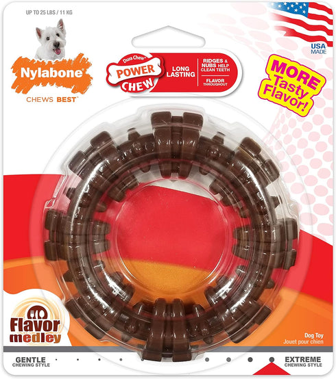 Nylabone Textured Ring Power Chew Toy for Small Dogs, Durable Chew Bones for Aggressive Chewers, Small