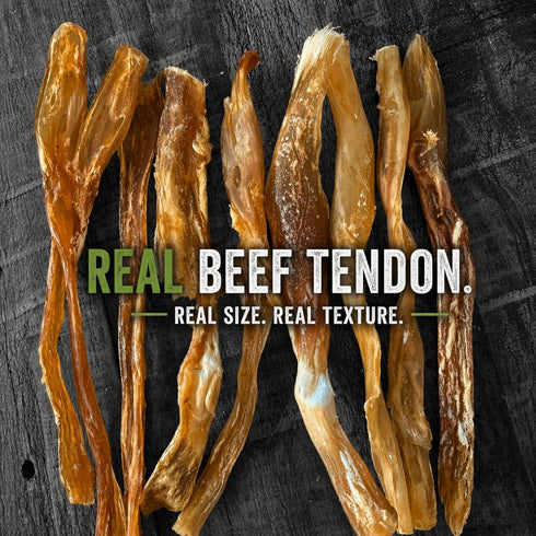 100% 4oz Beef Tendon Sticks Dog Chews Single Ingredient, Long-Lasting Natural Chew for Light & Moderate Chewers