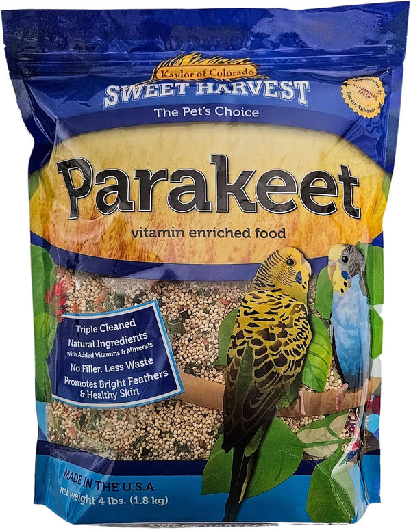 Sweet Harvest Parakeet Bird Food, 4 lbs Bag - Seed Mix for Parakeets Budgerigars