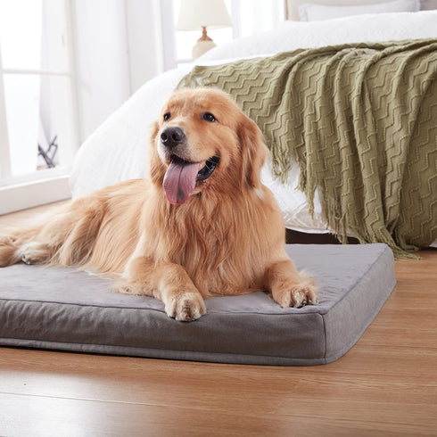 Orthopedic Memory Foam Dog Bed, Cooling Waterproof Pet Bed for Crate, Removable Washable Cover, L (35inch, 65Lbs)