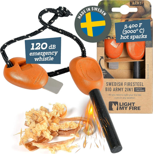 Light My Fire Flint Fire Starter, Ferro Rod Survival Tool, Fire Steel Bushcraft Gear, 2-in-1 Fire Starters for