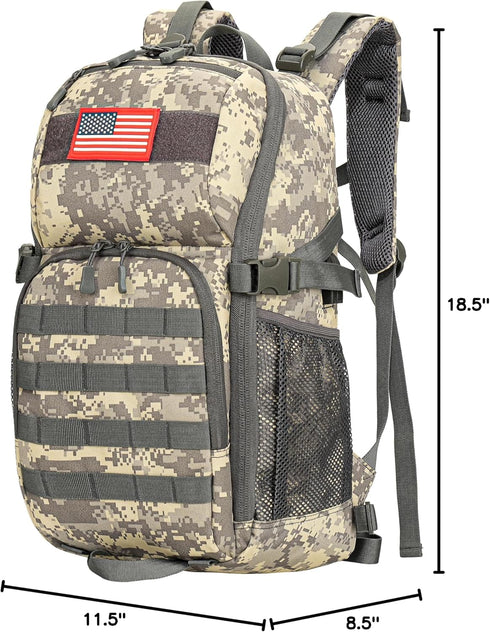 Outdoor Plus Camo Backpack for School, 30L/40L Waterproof Day Pack for Boys