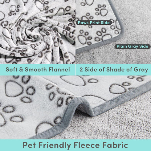 1 Pack 3 Premium Soft Dog Blankets for Small Dogs, Calming Puppy Blanket Throw for Cat Kitten, 24 * 16 Inches, Grey