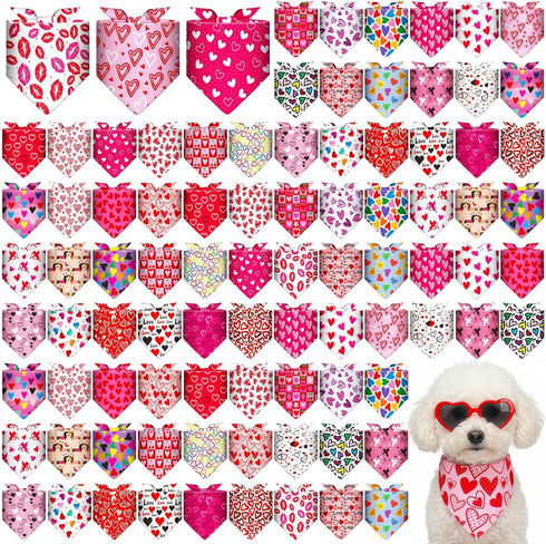 Youyole 120 Pcs Valentine's Day Dog Bandana Bulks Love Dog Bandanas Valentine's