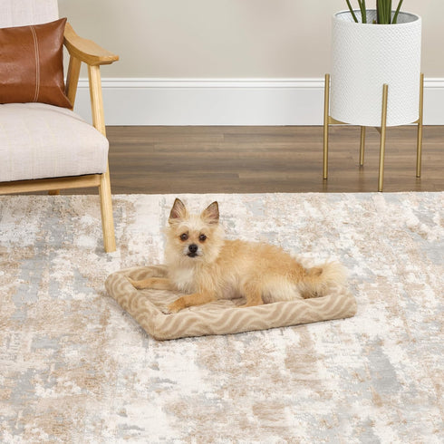 MidWest Homes For Pets QuiteTime Deluxe Wave Bolster Bed for Small Dogs, Tan, 24", Machine Wash and Dry