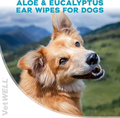 EarWELL by VetWELL Dog Ear Wipes - 100 Count Otic Cleaning Wipes for Infections and Controlling Ear Odor