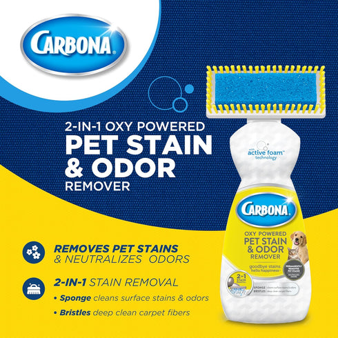 2-in-1 (13.5 Oz), Carbona Oxy-Powered Pet Stain & Odor Remover Fl Carpet Spot Cleaner Removes Urine Odor, Lifts Mud