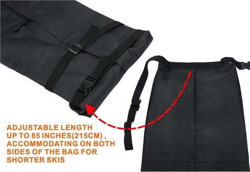 Ski Bag - Store & Transport Skis Up to 215 cm, Poles & Extras, Waterproof for Men, Women, Youth