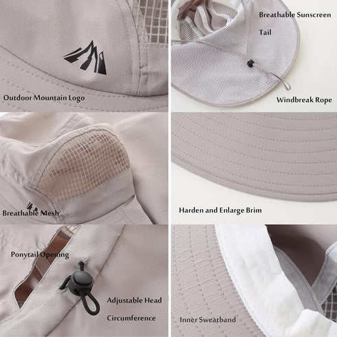 LMLALML Women's Sun Hats, Wide Brim UPF 50+ UV Protection Hiking Fishing Gardening Hats with Neck Flap