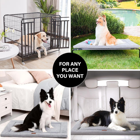 Dog Beds for Small, Medium, Large Dogs, Soft Warm Plush Crate Pad Mat, Anti-Slip Washable Thin Kennel Pad