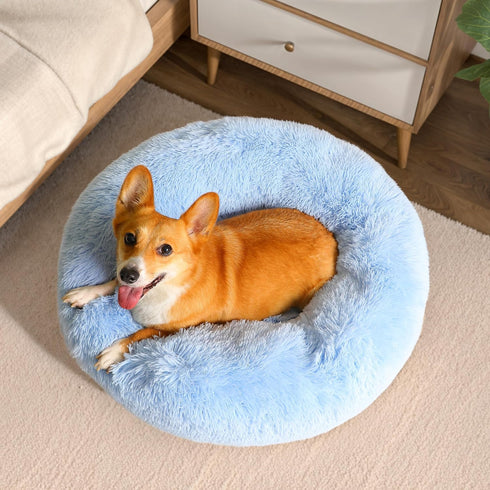 WESTERN HOME WH Calming Dog Bed & Cat Bed, Anti-Anxiety Cozy Soft Round Bed for Small Medium Dogs and Cats