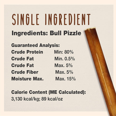 Cadet Bully Sticks for Small, Medium and Large Dogs, All-Natural Beef Pizzle, High Protein, 4 Count