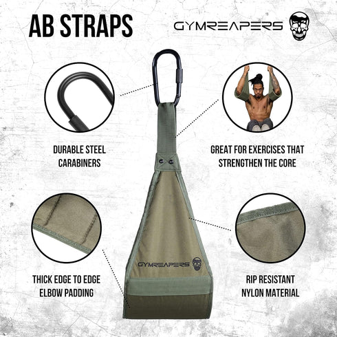 Gymreapers Hanging Ab Straps for Core Strength Training, Padded Adjustable Arm Supports for Bodyweight Exercises