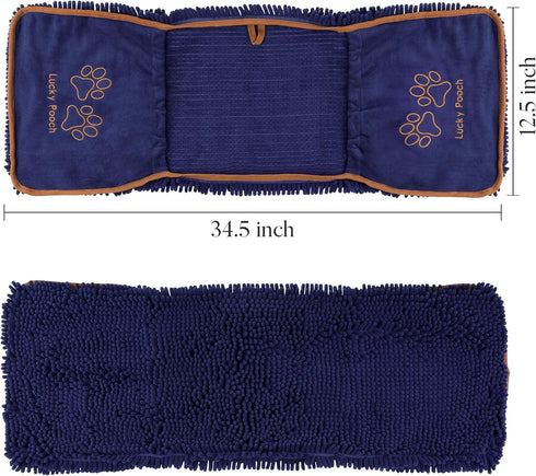 Super Absorbent Shammy Dog Towel - Luxuriously Soft Quick Drying Microfiber Bath Towel for Dogs (Pack of 2, French Navy)