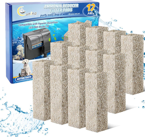 12PCS Ammonia Reducer Filter Pads for Aqueon Filter 10, Replacement Cartridges for Fish Tank