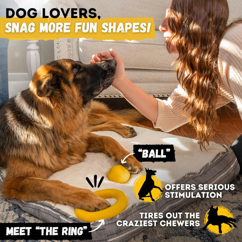 Indestructible Ring Ball for Aggressive Chewers, Non-Toxic Natural Rubber Dog Toys, Butter Scent, Yellow (4.5”)