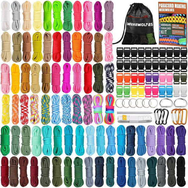 WEREWOLVES 80 Colors Paracord Cord, 550 Paracord Bracelet Crafting Combo Kits with