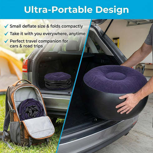 Inflatable Ottoman, Portable Outdoor Camping Chair for Adults Foldable Soft and Elastic, Watertight Round Stool