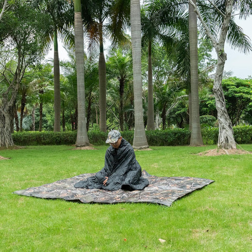 Poncho Liner Military Insulation Blanket - Camo with Compression Carry Bag for Outdoors Hiking Gear