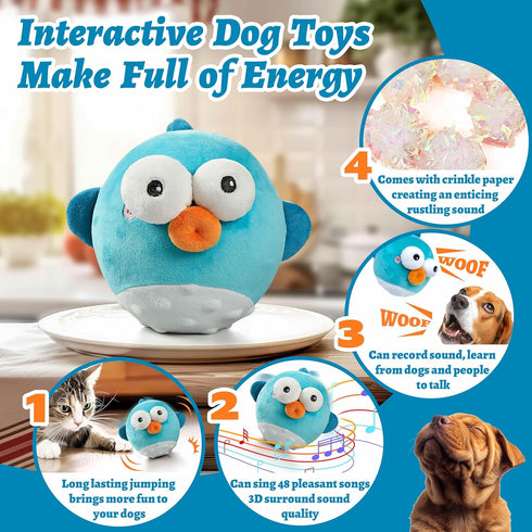 Interactive Dog Toys - Squeaky Dog Toys with Rechargeable Crinkle Ball for Small, Medium, and Large Dogs