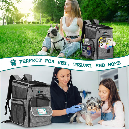 PetAmi Dog Backpack Carrier, Heather Gray, Airline Approved for Small & Large Cats, Ventilated Soft Sided