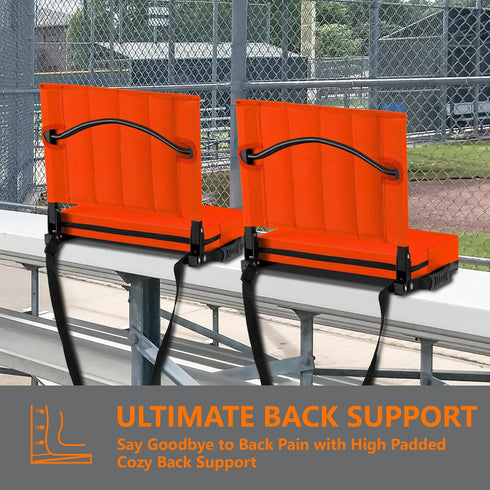 Stadium Seat for Bleachers with Back Support, Portable Bleacher Seat with Wide Comfy Padded Cushion, Metal Hook