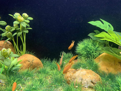 BEGONDIS 18 Pcs Artificial Green Water Plants Flower Set for Fish Tank Aquarium Decorations