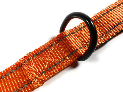 Nylon Dog Leash with Locking Carabiner, Heavy Duty Reflective Lead with Padded Handle for Walking, Orange, 4'