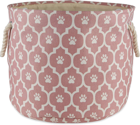 Bone Dry Pet Storage Collection, Lattice Paw Print, Rose, Small Round
