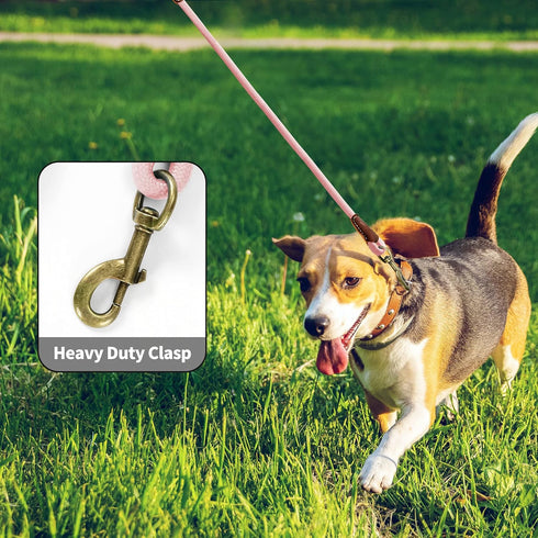 Mile High Life Dog Leash | 5 Feet Strong Rope with Premium Leather Handle | Heavy Duty Clasp | Pink for Small Medium