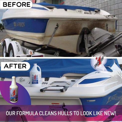Power #1 One 32 oz Boat Hull Cleaner for Fiberglass Boats - Hard Water Stain Remover, Rust Cleaner Liquid, Calcium